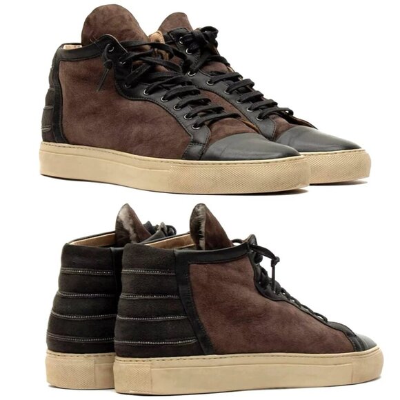 FABIANA FILIPPI Women's Brown Shearling High Top Sneakers